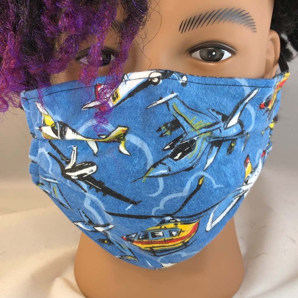 Airplanes Astronauts Flannel Face Mask nose wire